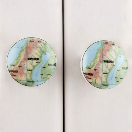 Sweden Map Flat Ceramic Dresser Knob